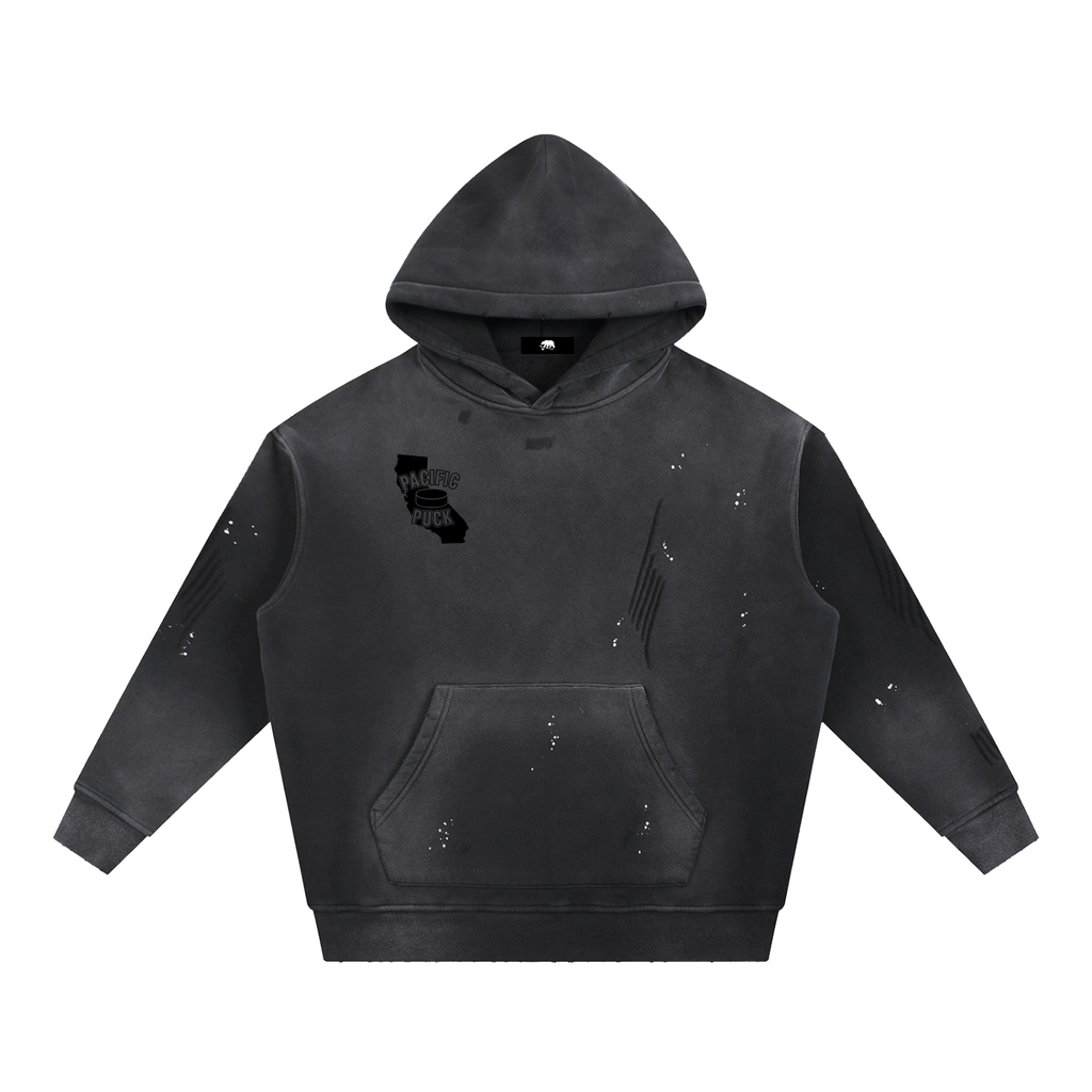 Vintage Washed Frayed Fleece Hoodie