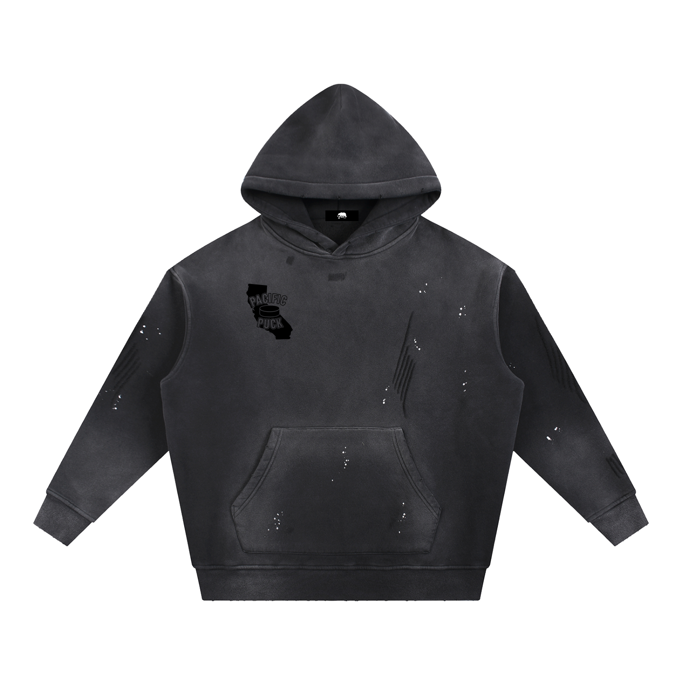 Vintage Washed Frayed Fleece Hoodie